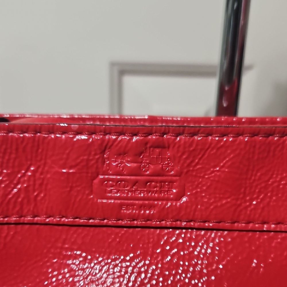 Coach EUC Zoe Vibrant Red Patent Leather Shoulder Bag - Picture 5 of 13